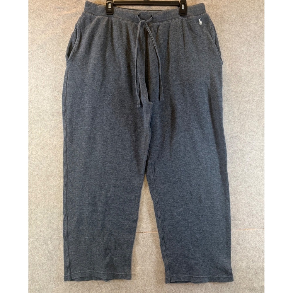 Polo Ralph Lauren Sweatpants Mens XL Waffle Knit Jogger Grey Cotton Drawstring - Picture 2 of 10
